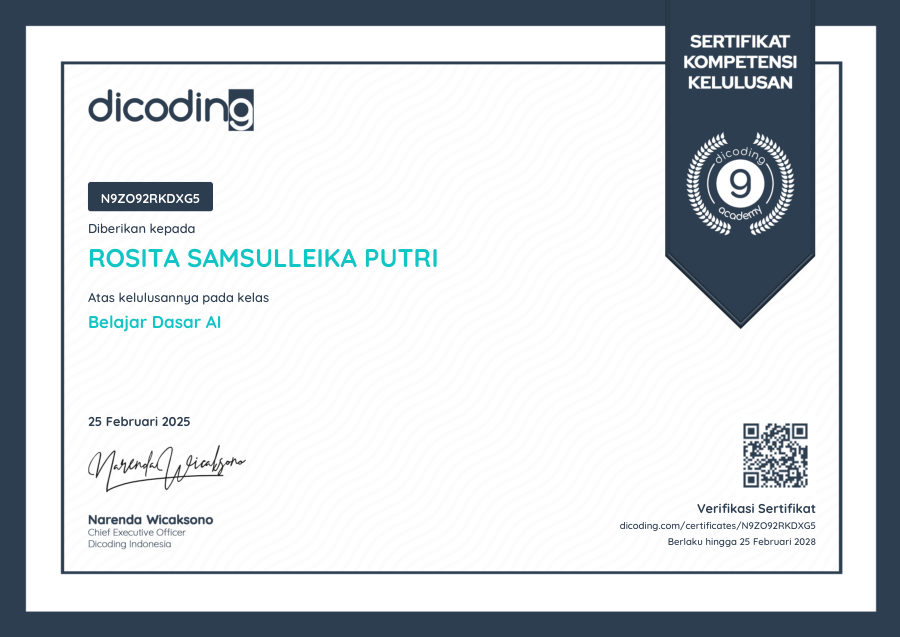 Sertifikat Dasar Artificial Intelligence
