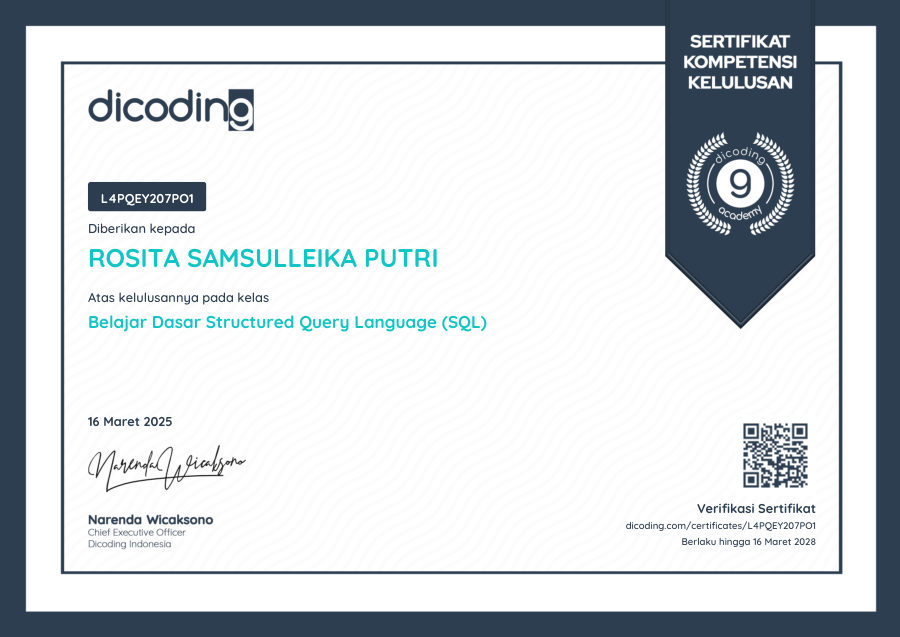 Sertifikat Dasar SQL